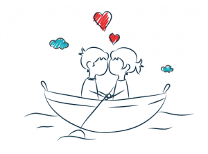 csónakázó szerelmesek